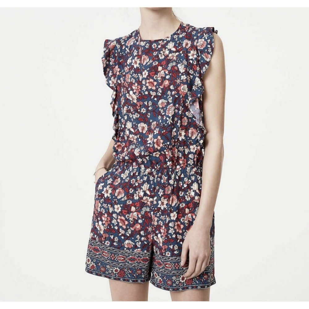 Loft Flutter Sleeve Floral Romper size Medium
